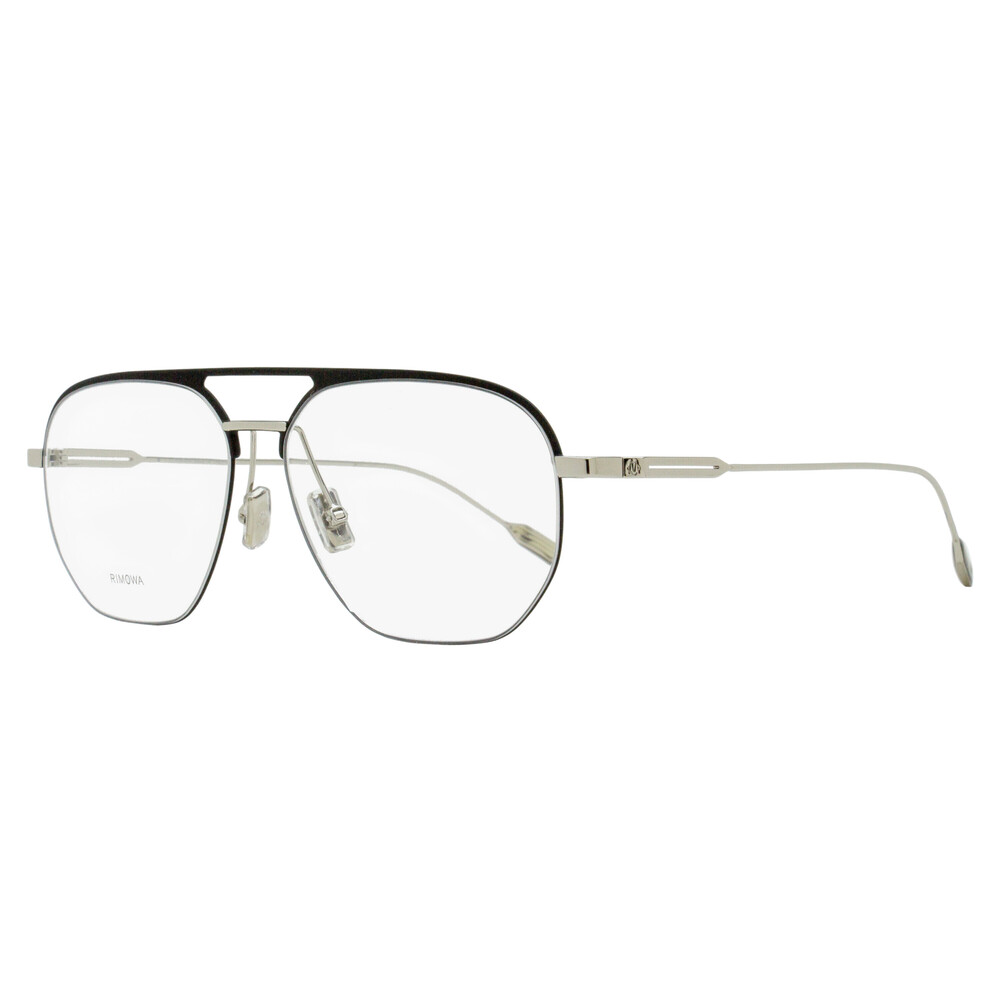 Rimowa Square Pilot Eyeglasses RW50011U 002 Black/Silver 56mm